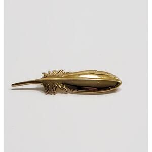 Vintage Givenchy Gold Tone Feather Pin Brooch Signed